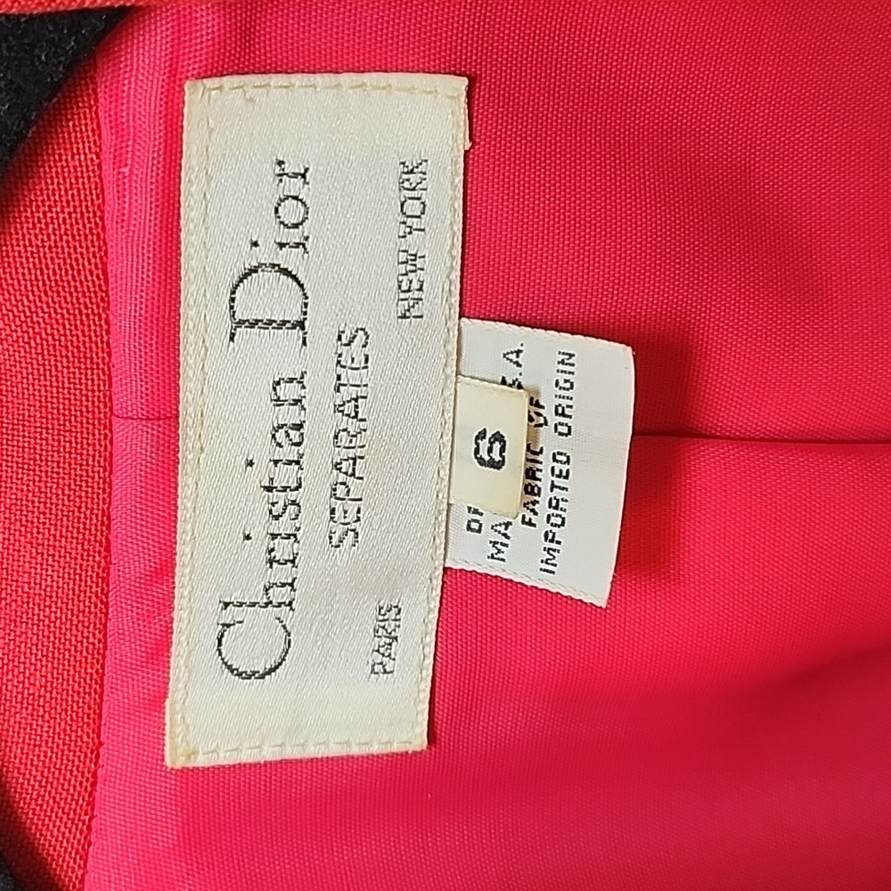 VTG Christian Dior red cropped blazer  Red Double-Breasted Blazer Size 6 - Picture 7 of 16